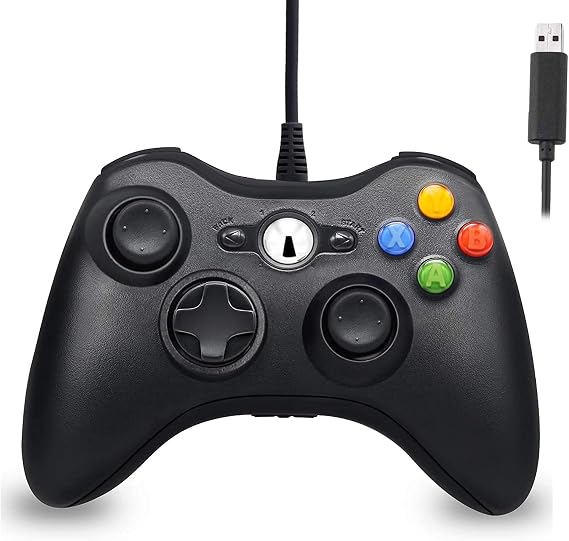 Hovlia Xbox 360 Wired Controller, USB xbox Controller PC Gamepad with Upgraded Joystick for Microsoft Xbox 360& Slim/PC Windows 10/8/7 (Black)