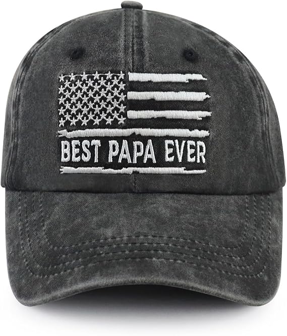 The Best Dad Papa Hat for Men, Funny Adjustable Cotton Embroidered Daddy Baseball Cap