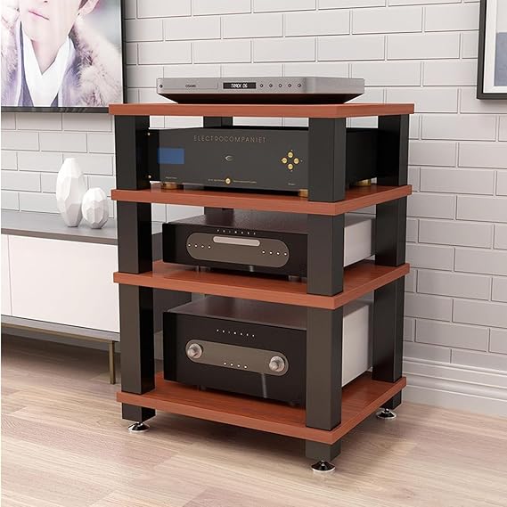 4-Tier Audio Shelf, Audio Rack, Media Stand, HiFi Racks and Stands, Audio Rack Cabinet for Living, Gaming and Recording Rooms,60x48x78.5cm (Color : B)