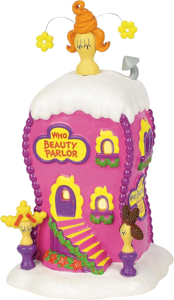 Department 56 Dr. Seuss Grinch Village La Boutique Beauty Parlor Lit Building, 6.75 Inch, Multicolor