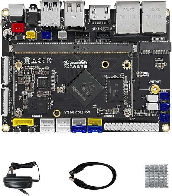 youyeetoo Dual GbE Low Power Arm Mainboard -YY3568 Basic Rockchip RK3568-2/4/8GB RAM -SATA 3.0, PCIe 3.0 SSD, USB Host x6 -Up to 4K@60Hz Video Output -AIoT Control/NAS/SBC (YY3568 4+32GB)