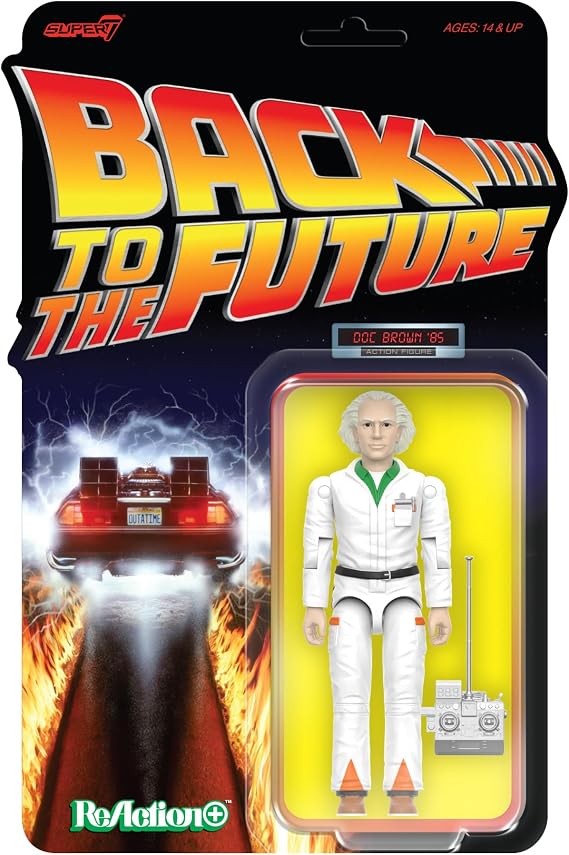Super7 Reaction+ Back to the Future Doc Brown (1985) - 3.75" Back to the Future Action Figure with Accessories - Classic '80s Movie Collectibles and Retro Toys