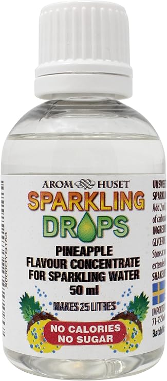 Aromhuset Pineapple Flavour for Sparkling Water 50ml – Zero Sugar, Low Calorie & No Preservatives – Makes 25 Litres – Just Add 2ml to 1 Litre Sparkling Water