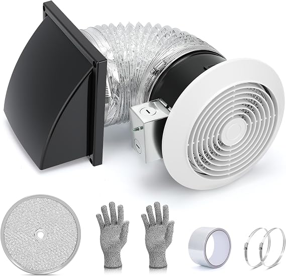 512M 6 Inch Through Wall Exhaust Fan with Aluminum Grease Filter