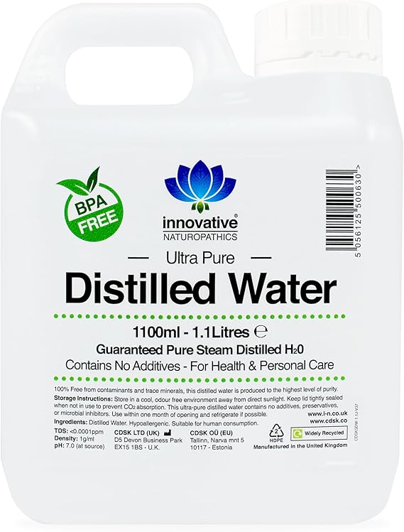 Distilled Water - 100% Pure Steam Distilled H2O - 1100ml (1)