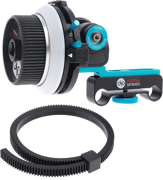 Follow Focus with Gear Ring Belt for Sony Canon Nikon DSLR Camera DV Camcorder Film Video Cameras,Fits 15mm Rod System,Black