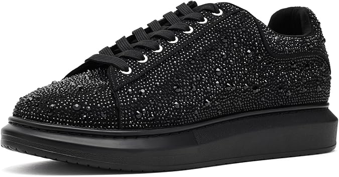 Steve Madden Icebox Men's Black Rhinestone Sneaker Boots 29.5 cm