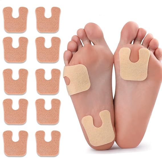 Foot Callus Cushions Pads U Shape,Corn Removers for Toes for Feet Bottom Side of Foot and Heel (10)