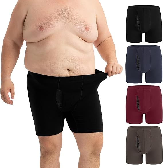 INNERSY Men's Big & Tall Cotton Boxer Briefs Underwear 4-Pack