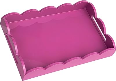 Creative Co-Op Wide Wood Tray, Fuchsia