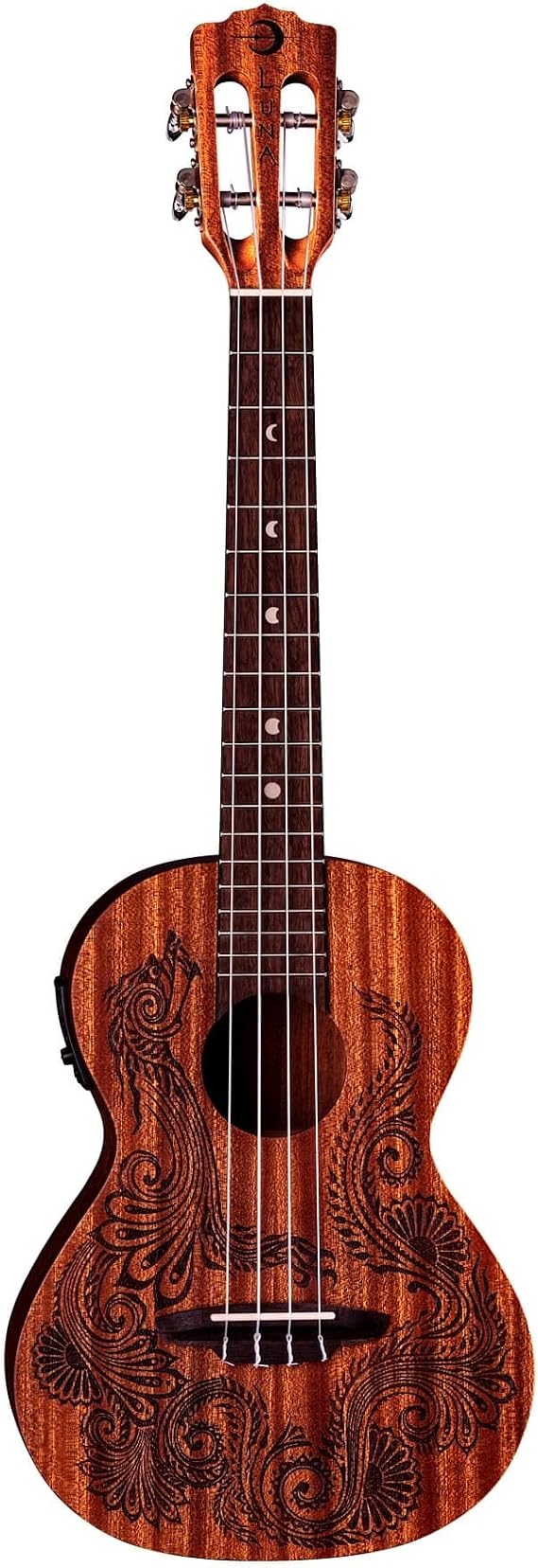 Luna Henna Dragon Mahogany Tenor Ukulele with Preamp and Gigbag