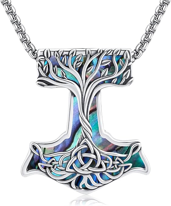 Mjolnir Hammer Necklace Sterling Silver Thor Hammer Pendant Necklace Nordic Viking Jewelry Gifts for Women