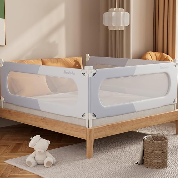 Bed Rail for Toddlers, 74.8'' Toddler Bed Rails with Height Adjustable for Baby Crib, Dual-Child Lock Bed Rails for Baby Kids Guard Bumper for King Queen Full Twin Bunk Size, 1 Side