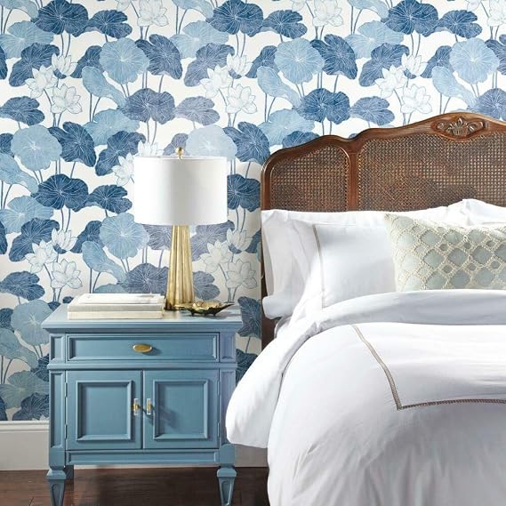 RoomMates RMK11448WP Lily Pad RMK1144, White/Blue