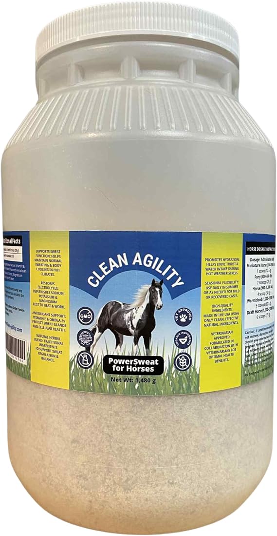 PowerSweat Equine Anhidrosis Supplement for Horses Supports Natural Sweating, Hydration & Electrolyte Balance 30 Day Supply