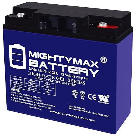 Mighty Max Battery 12V 22AH Gel Battery Replaces Enduring 6FM22, 6-FM-22