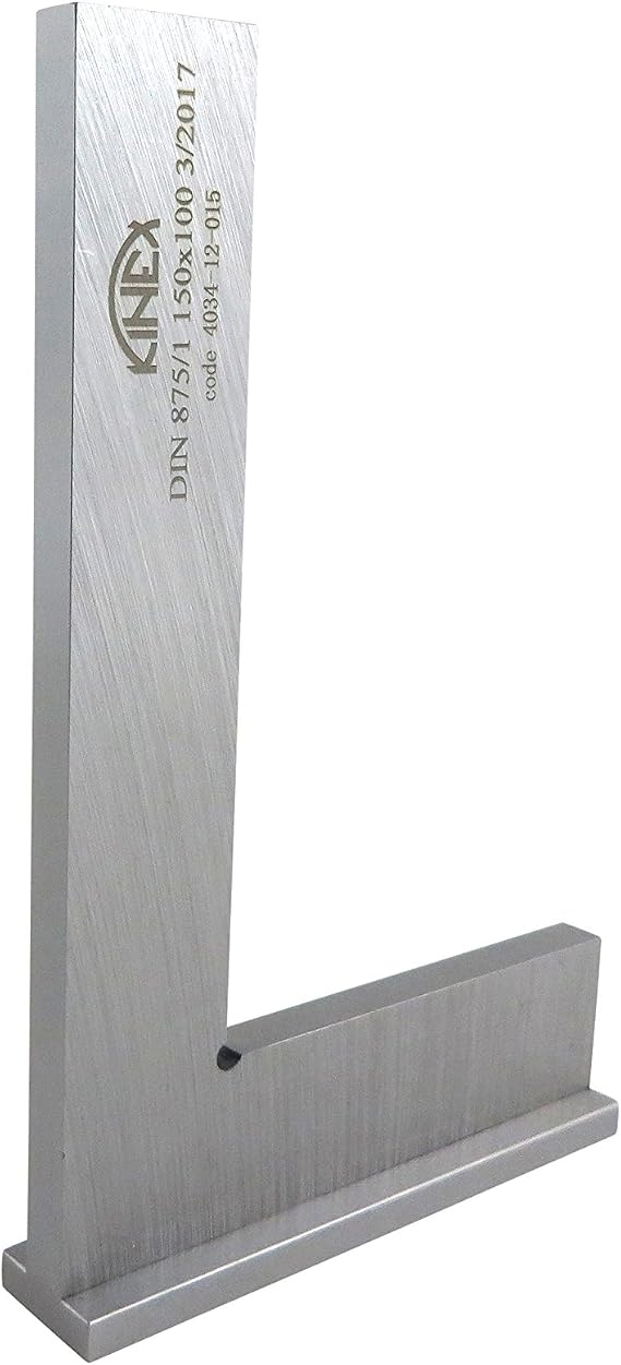 Kinex 4034-12-015 6 Inches Tall x 4 Inches Wide Try Machinist Square with Base DIN 875/1 Square to w/in 0.0007 Inches