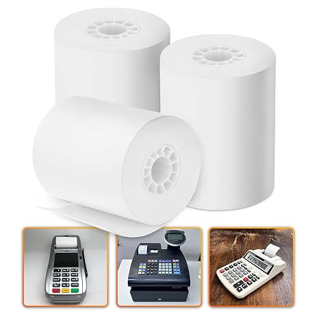 Calculator Tape Rolls, 3 Pack, 2-1/4 In x 85 ft, Lint-Free (White) | Adding Machine Paper Refill, Easy-Install Receipt Spools, for Most Printing Calculators, POS Systems, Cash Registers & Office