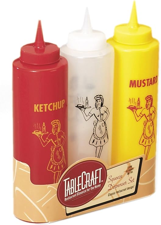 TableCraft 3-Piece Nostalgia Squeeze Bottle Set, 12-Ounce