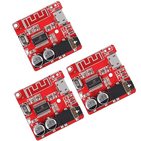 Bluetooth 5.0 Audio Receiver Module - DIY MP3 Decoder Board for Car Audio & Home Speaker Systems, 3.7-5V DC with Micro USB, Dual Channel Stereo Output(3PCS Red)