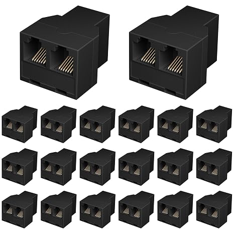 20 Pack RJ12 6P6C Phone Splitter, 1 Female to 2 Female Landline Adapter