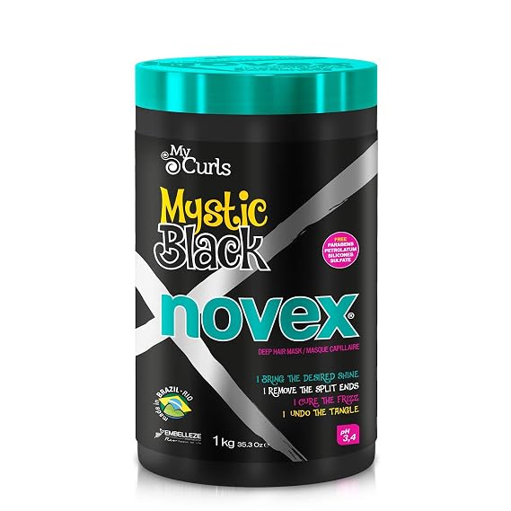NOVEX Mystic Black Deep Conditioning Mask - Baobab Oil Protects, Adds Moisture, Controls Frizz, Enhances Shine - rich in Vitamin A, C, D and E - omega 3, 6 and 9 (1kg/35.3oz)