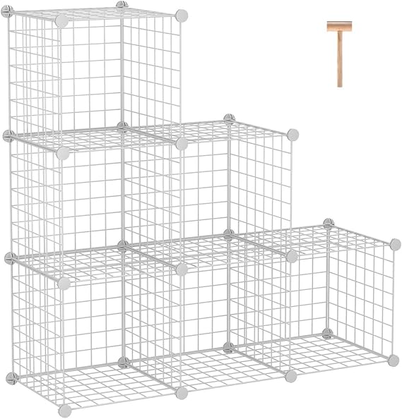 C&AHOME Wire Cube Storage, 6 - Cube Organizer Metal C Grids, Units, White