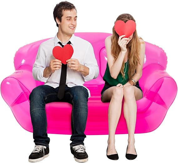 Inflatable Sofa, Portable Inflatable Couch Double Person PVC Lounger Sofa, Freestanding Blow Up Furniture for Outdoor, Indoor,Camping, Beach (Red)