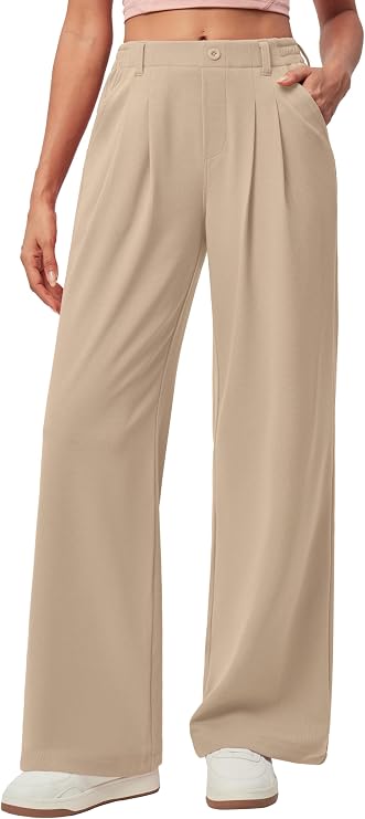 Wide Leg Dress Pants for Women Pull on Work Pants Business Causal Outfits