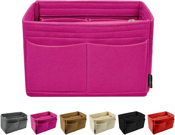 OMYSTYLE Purse Organizer Insert, Felt Tote Bag Organizer Insert with 5 Sizes, Handbag Dividers for Inside Purse, Compatible with Longchamp, Neverful, Speedy and More, Rose, Reg M