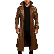 Men’s Gambit Trench Coat – Long Genuine Leather Jacket – Superhero Inspired Cosplay Overcoat – Halloween Costume Outerwear