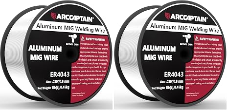 ARCCAPTAIN Silicon Aluminum Welding Wire ER4043 .030" Mig Welding Wire, 1 Pound Spool (Pack of 2)