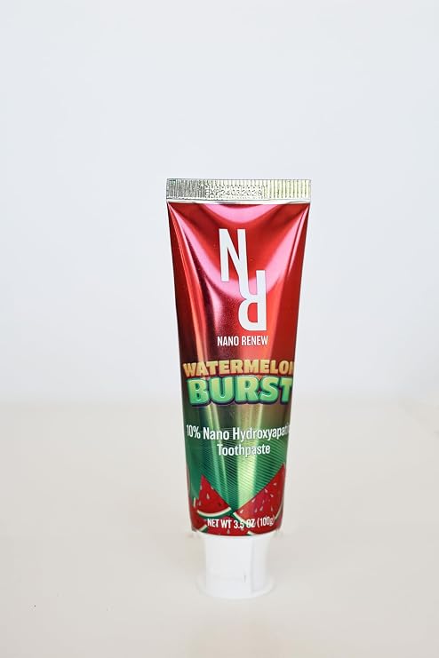10% Nano Hydroxyapatite Toothpaste Watermelon Burst (Fluoride Free), Natural, Remineralizing, Whitening, Sensitive Teeth, SLS Free, Xylitol Nano-Hydroxyapatite Toothpaste for All Ages, 3.5 oz