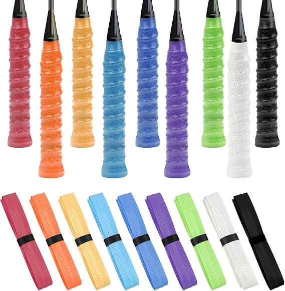 Tennis Racket Grip Tape, Racket Overgrip Tape that Stays Dry & Absorbs Sweat Anti-Slip Tennis Overgrip Absorbent Badminton Overgrip Perforated Tape Quick-Dry Tennis Badminton Grip