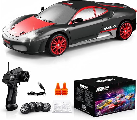 Remote Control Car RC Drift Car 2.4GHz 1:24 Scale 4WD High Speed RC Cars Vehicle with LED Lights Drifting Tires Racing Sport Toy Cars for Adults Boys Girls Kids Gift