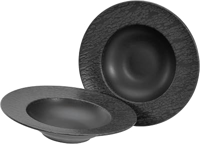 Creatable, 21825 Slate Series Black 2-Piece Crockery Set, Plate Set Made of Stoneware