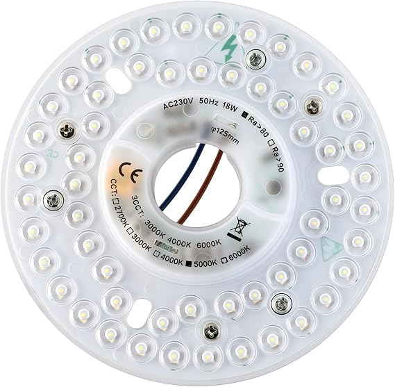 4.92 18W LED Ceiling Fan Light Retrofit Kit, Ceiling Light Replacement Panel PCB 3000K 2340LM 100-265V ETL Warm White 3000K