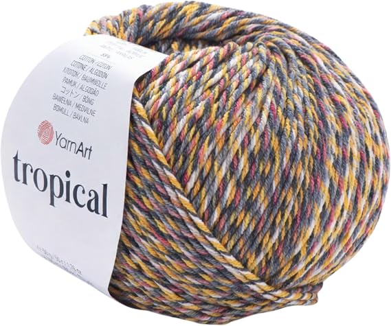 YarnArt Tropical Sport Yarn 55% Cotton, 45% PAC Multicolor Knitting & Crochet Yarn 50g (174 yds) | Soft, Durable & Lightweight | Perfect for Amigurumi, Clothing & Accessories (610)