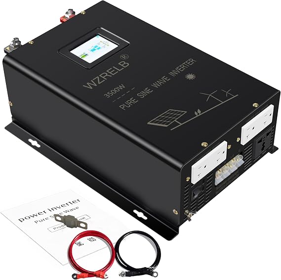 WZRELB Split Phase Power Inverter 3500W 36V Pure Sine Wave Inverter,Peak 7KW, 36VDC to 120V/240VAC,High Efficiency up to 91.6%,LCD Display, high Frequency Inverter for Off Grid System