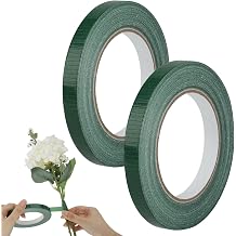 2 Rolls Floral Tape, 30m x 1.25cm Waterproof Florist Tape Dark Green Duct Tape for Flower Stem Wrap Arrangements (60m in Total)