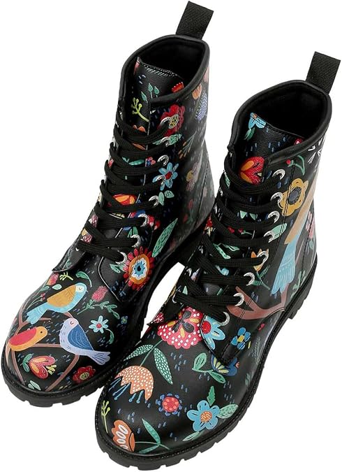 DOGO Vegan Women's Ankle Boots - Flower & Birds