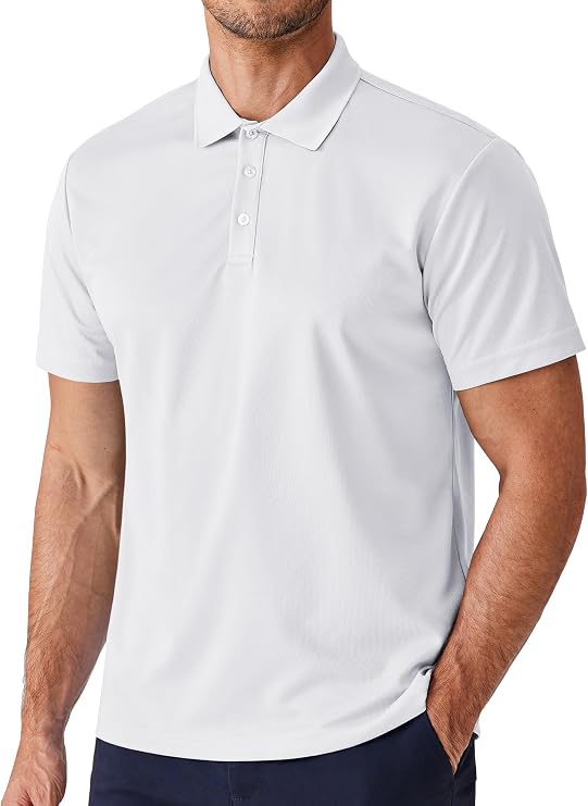 PINSPARK Men's Golf Polo Shirt Quick Dry Moisture Wicking Short Sleeve