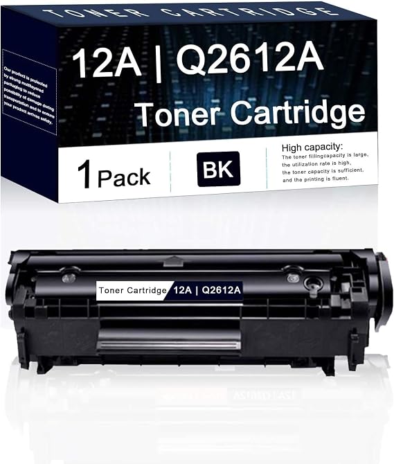 1 Pack Black 12A | Q2612A Compatible Toner Cartridge Replacement for HP Laserjet Pro 1022 1018 Pro 3052 MFP 3055 MFP 3050 MFP 3030 MFP M1319f M1120 MFP M1005 MFP Printers