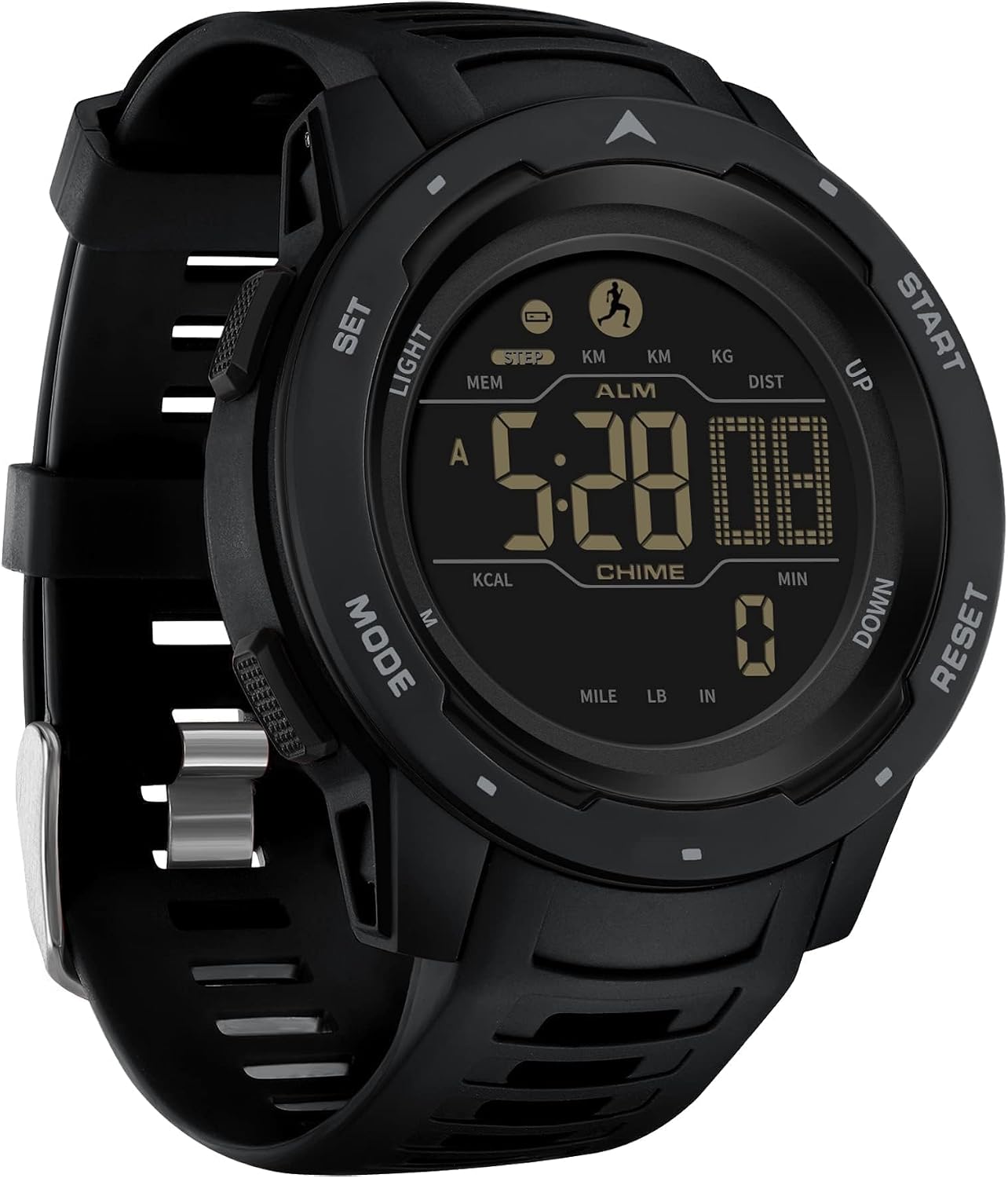 findtime Men's Digital Watch Pedometer Watch Step Counter Waterproof Sport Watches Calorie Step Tracker Military Tactical Watch with Stopwatch Alarm LED Backlight Countdown