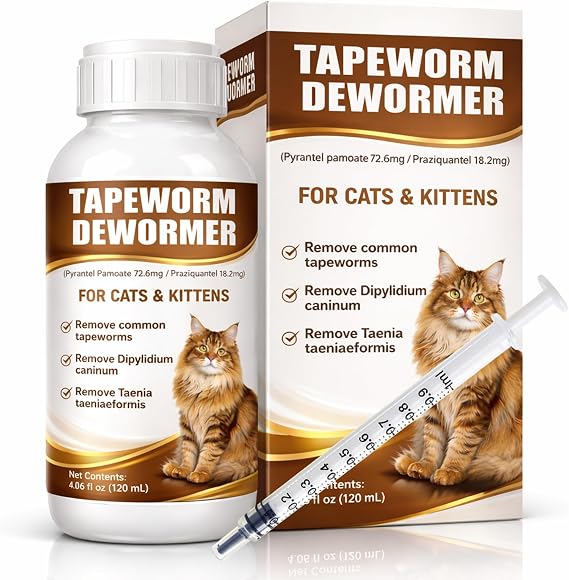 Cat Dewormer Liquid Broad Spectrum Treatment for Tapeworms, Roundworms & Hookworms,120ml