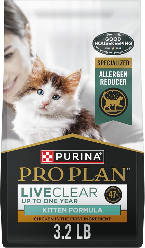 Purina Pro Plan LiveClear Dry Kitten Food, Chicken & Rice, 3.2 lb Bag
