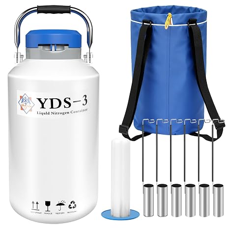 Magula 3L Liquid nitrogen dewar,Liquid Nitrogen Container | LN2 Tank Cryogenic Dewar,Aluminum Alloy Semen Tank with 6 Canisters Carry Bag