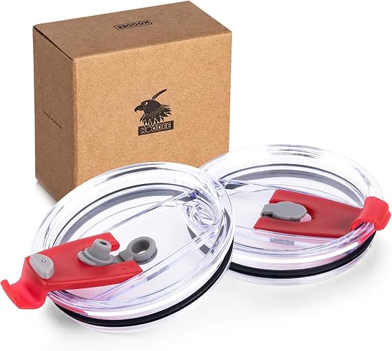 koodee 20 oz Tumbler Lids, Fits for 20 oz YETI tumbler 2 Pack Spill-proof Lids,Covers for 20 Ounce Tumbler Cup (Red)
