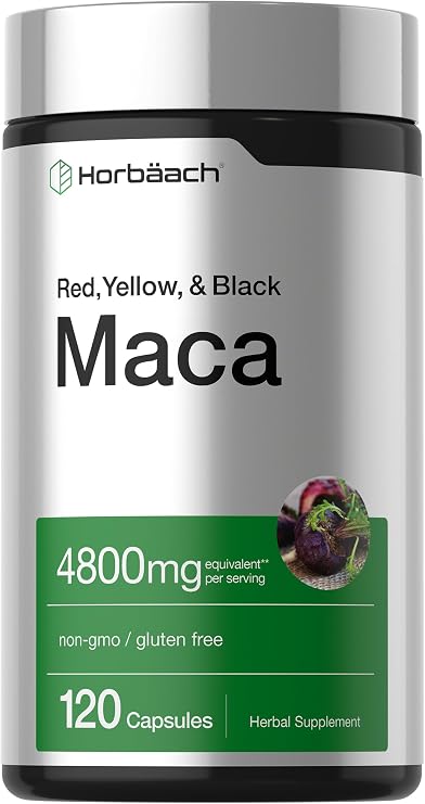 Horbaach Maca Root Capsules for Men and Women | 120 Pills | High Potency Extract | Non-GMO and Gluten Free Formula