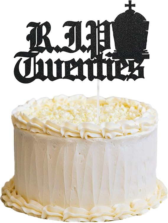 Aisasi RIP Twenties Birthday Cake Topper, Black Glitter RIP to My 20s Cake Topper, 30th Birthday Cake Topper, Death to My 20s Birthday for Men Women Lady 30th Birthday Party Decorations
